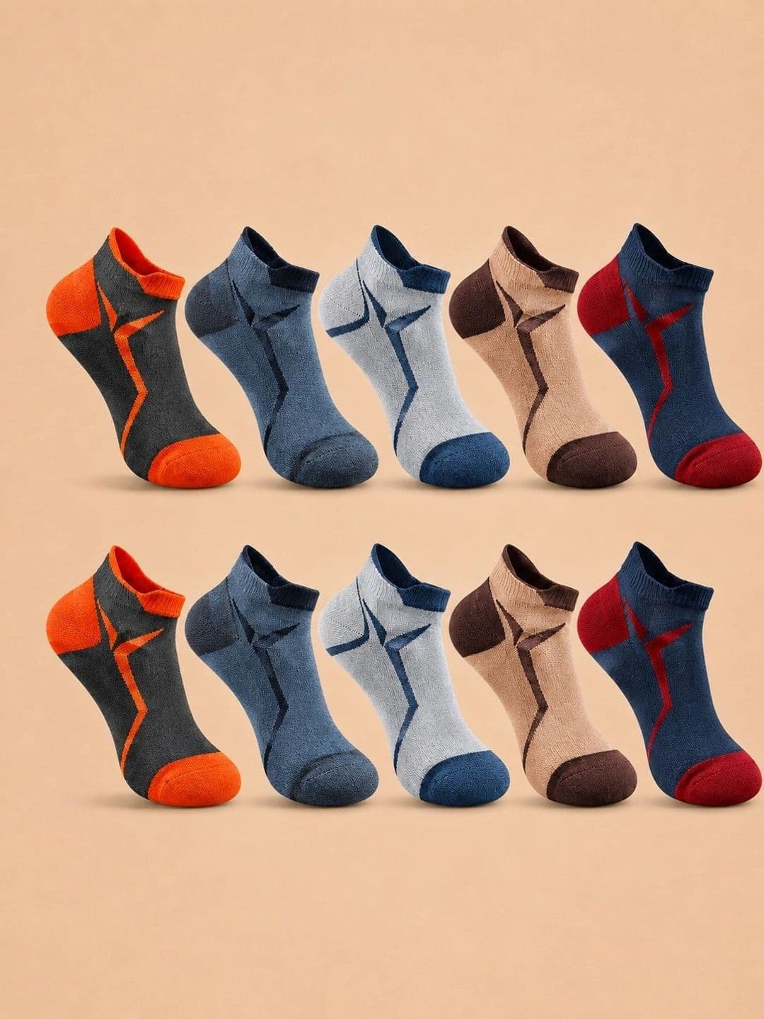 ADDOSSO Men Pack of 10 Cotton Assorted Patterned Ankle Length Socks - view 1