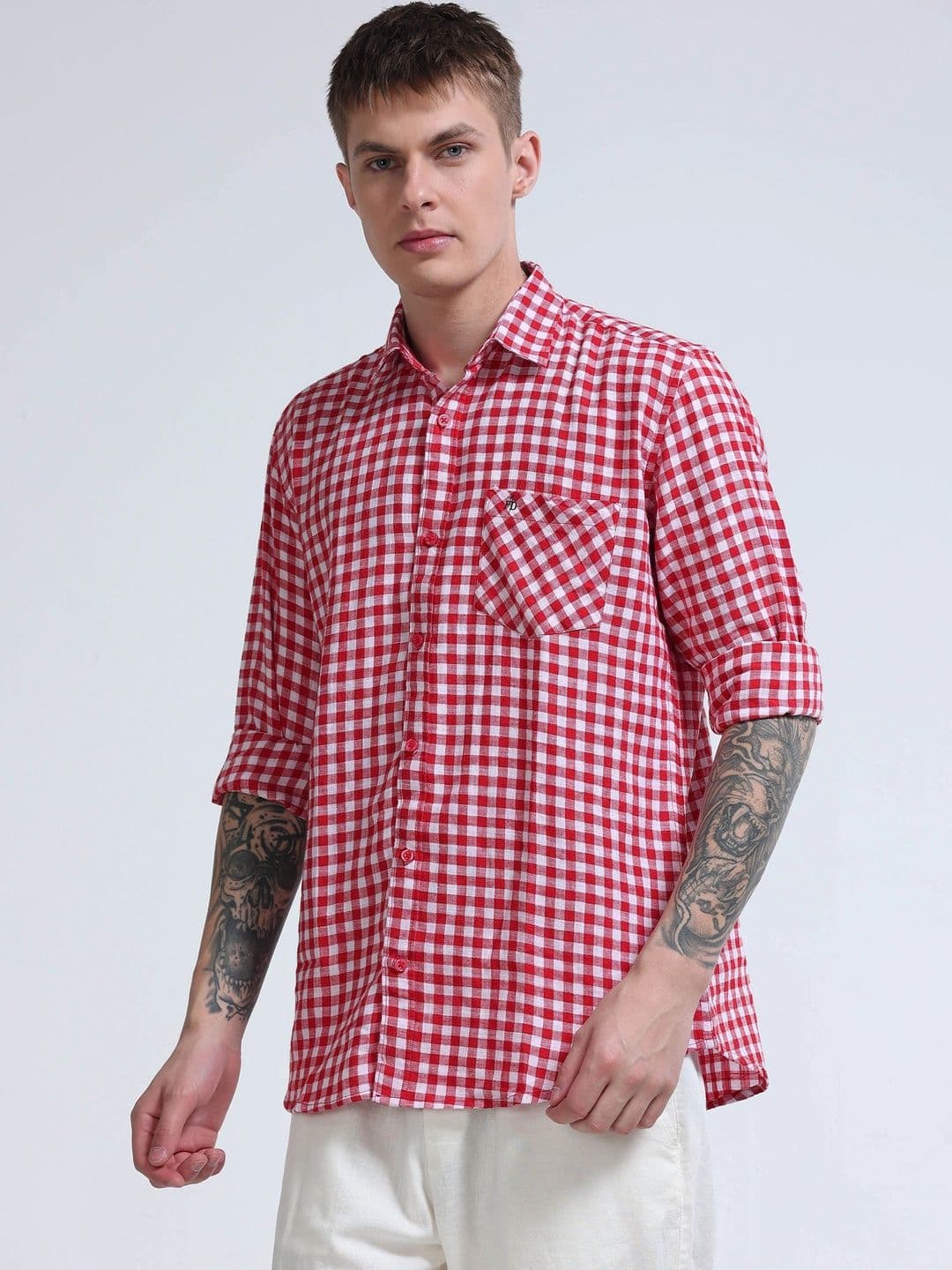 FashionDistrict Men Comfort Gingham Checks Sheer Checked Casual Shirt thumbnail 2