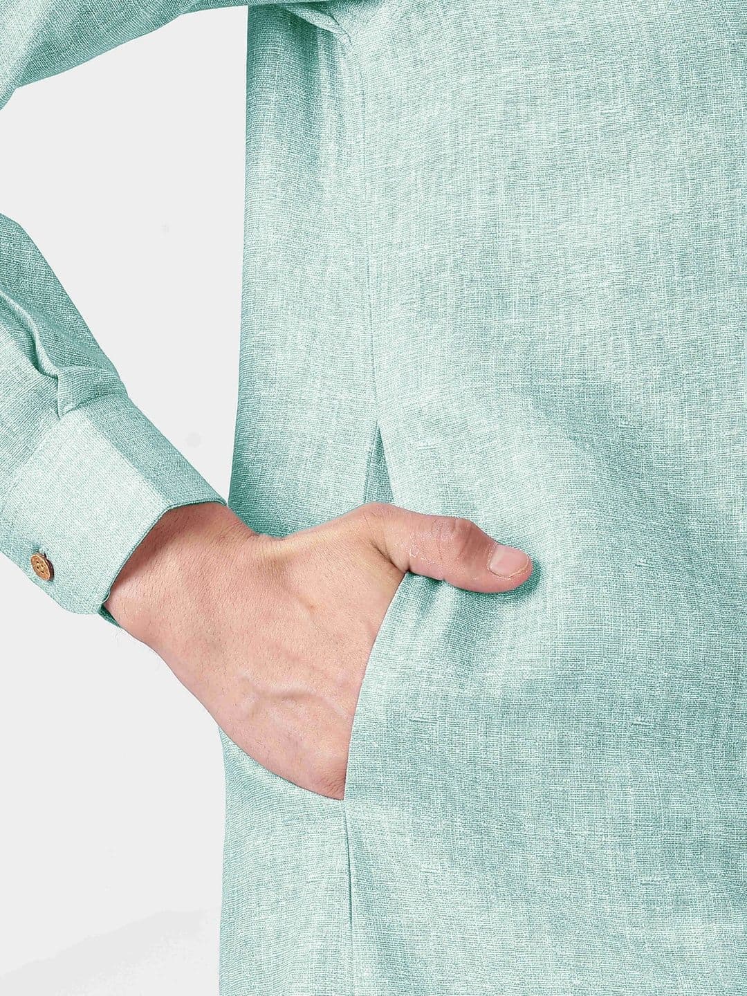 Anouk Men Cotton Linen Long Kurta thumbnail 6
