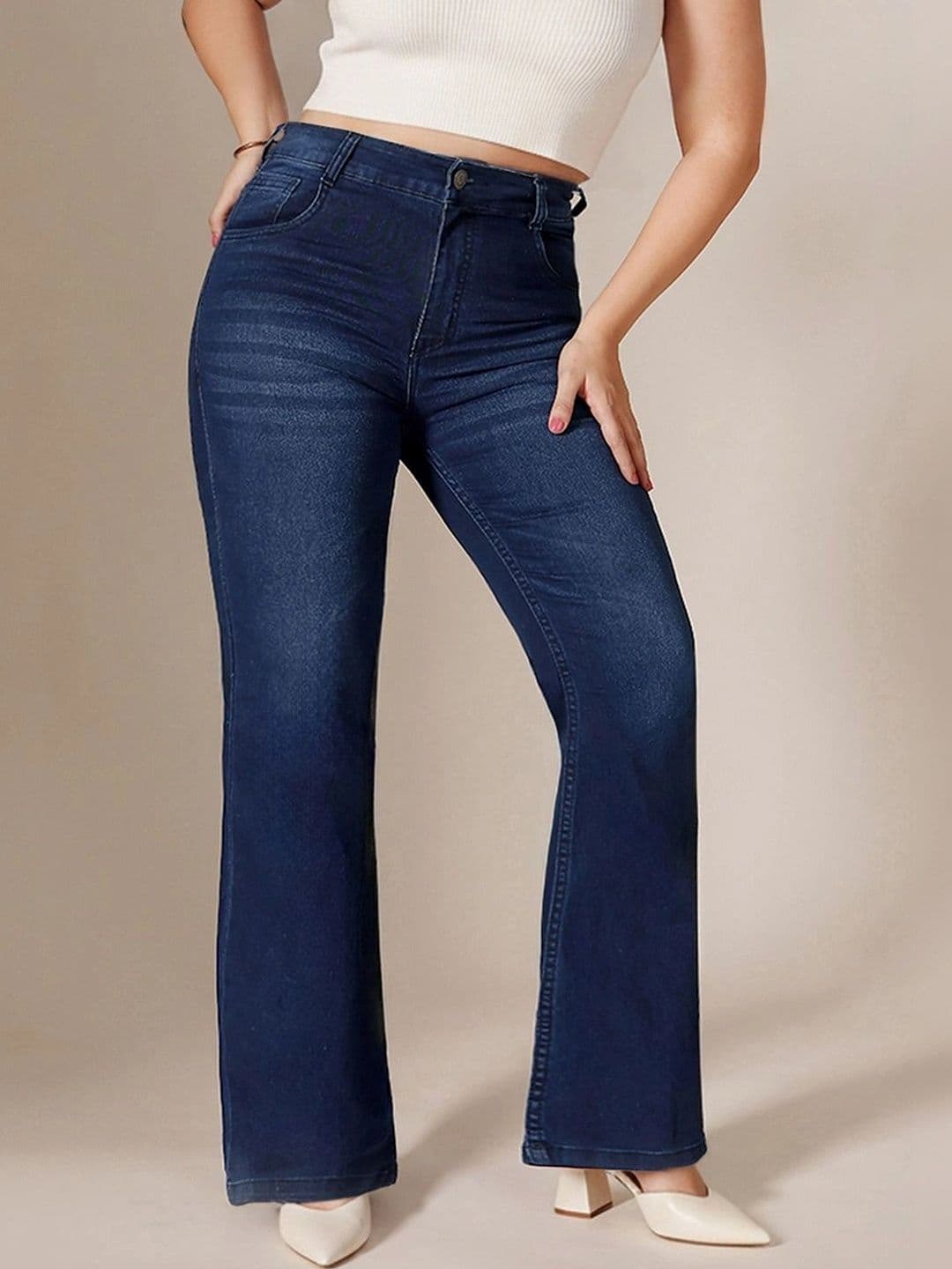 Miss Chase A+ Women Wide Leg Mid-Rise Stretchable Jeans - view 1