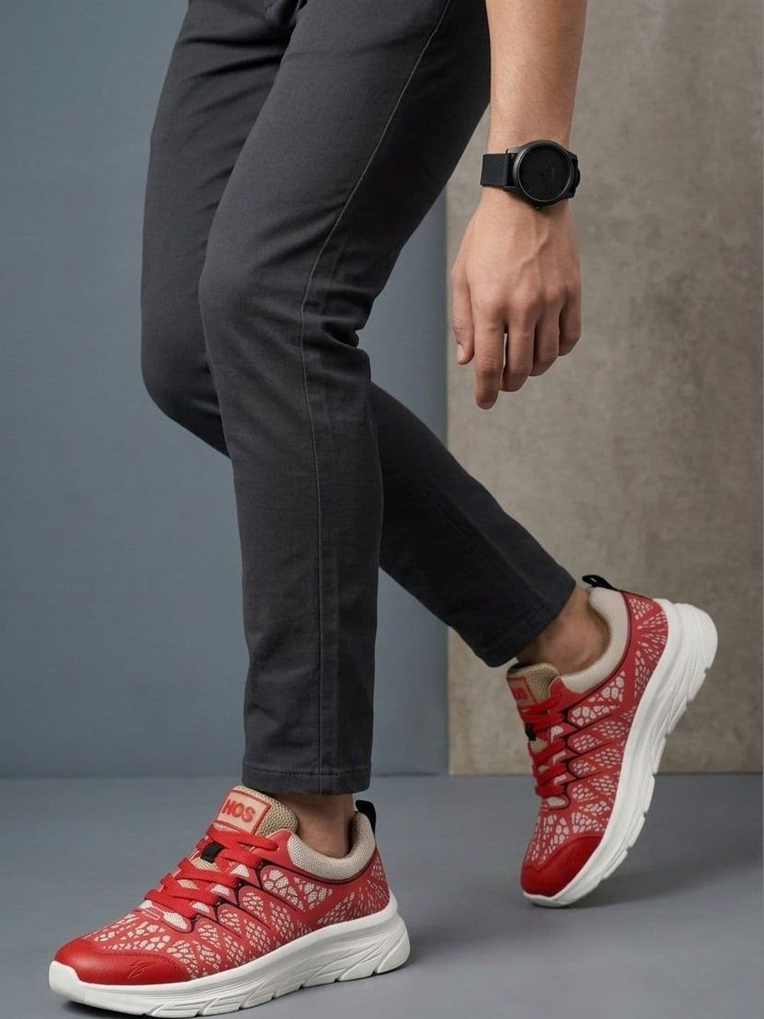 HOS Men FLORIO Textured PU Coated Leather Sneakers Lace-Up Casual Daily Wear Shoes thumbnail 3
