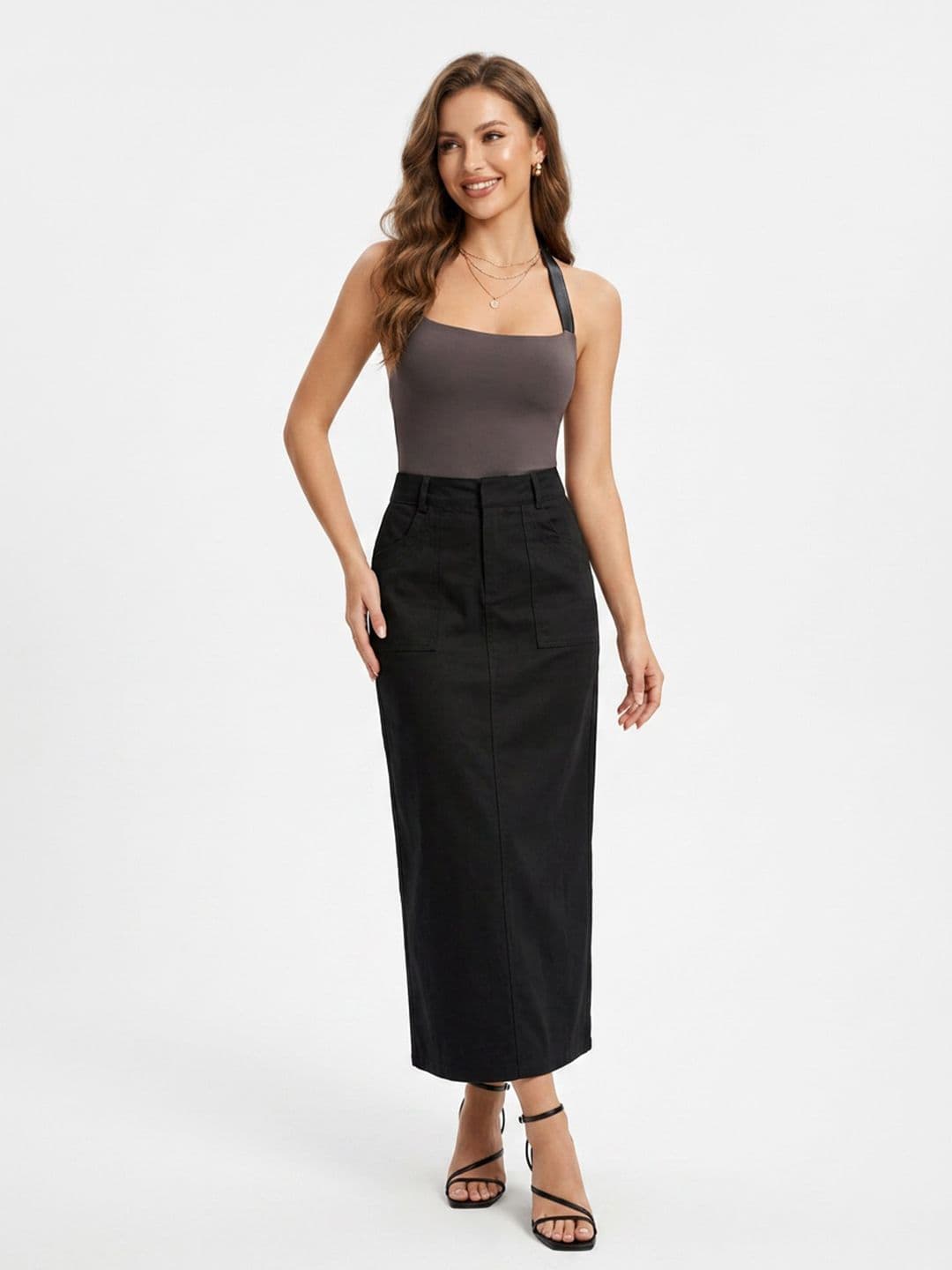 Neet  Denim Back Slit Midi Straight Skirt thumbnail 4