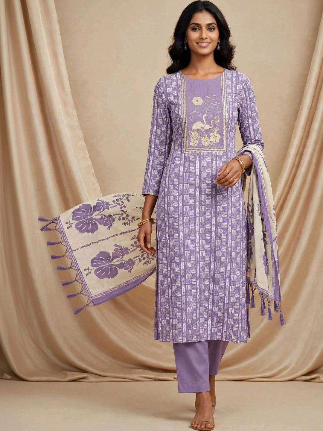 Haranozy Printed Pure Cotton Semi-Stitched Dress Material - view 1