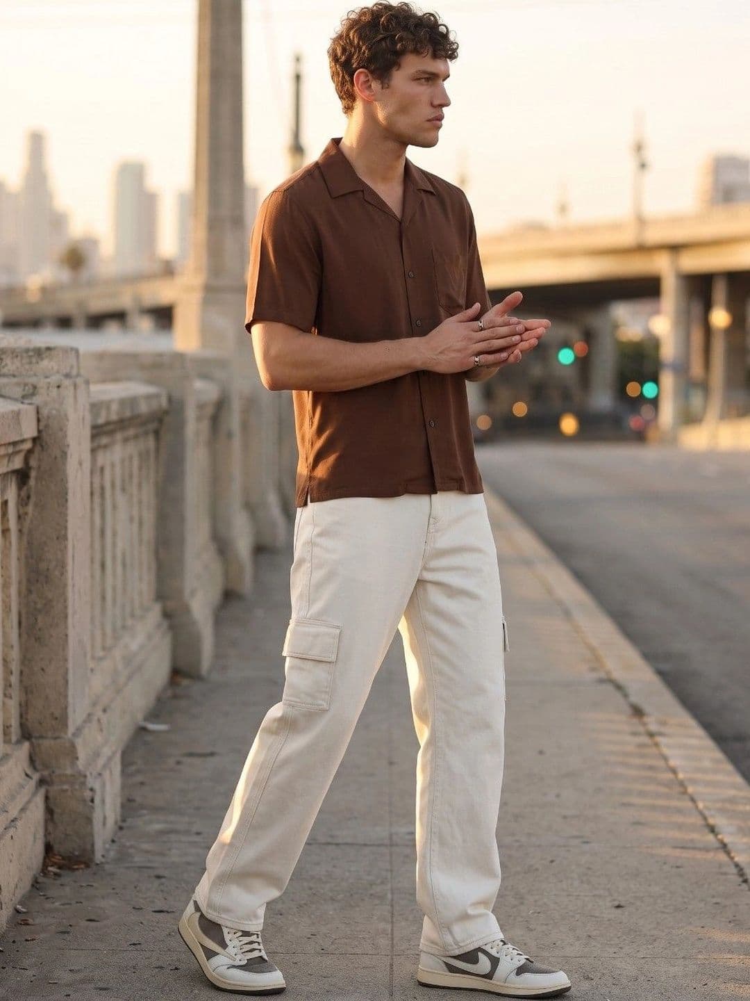 SZN Beige Light men  Regular Fit Mid-Rise Cargo Jeans thumbnail 6