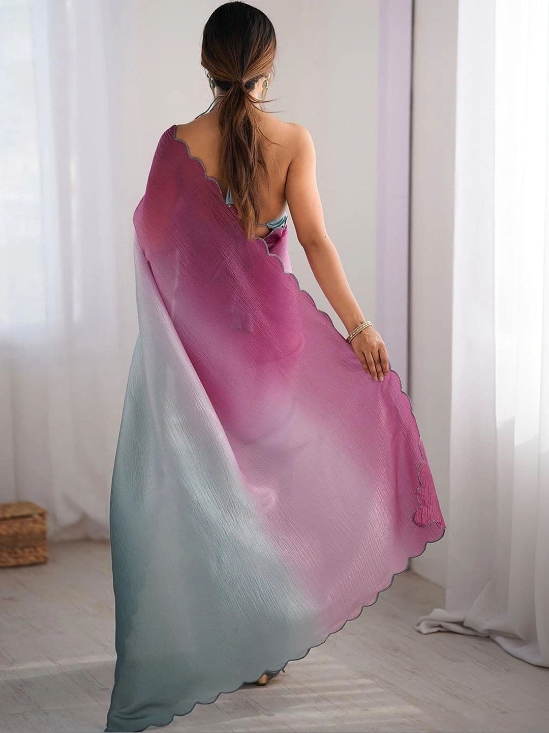 HERE&NOW Ombre Silk Blend Kanjeevaram Saree thumbnail 2