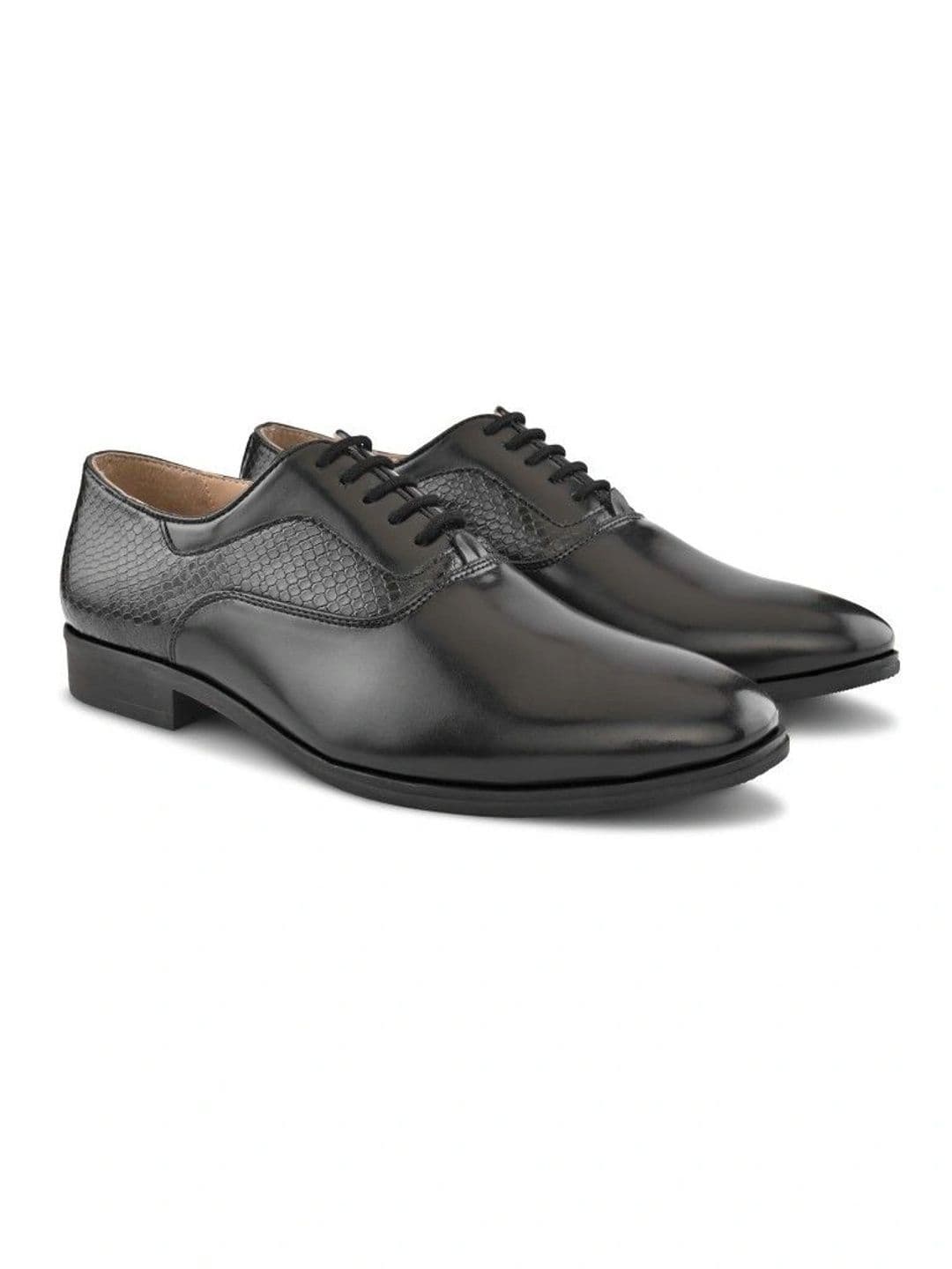 House of Pataudi Men Textured Formal Oxfords thumbnail 4