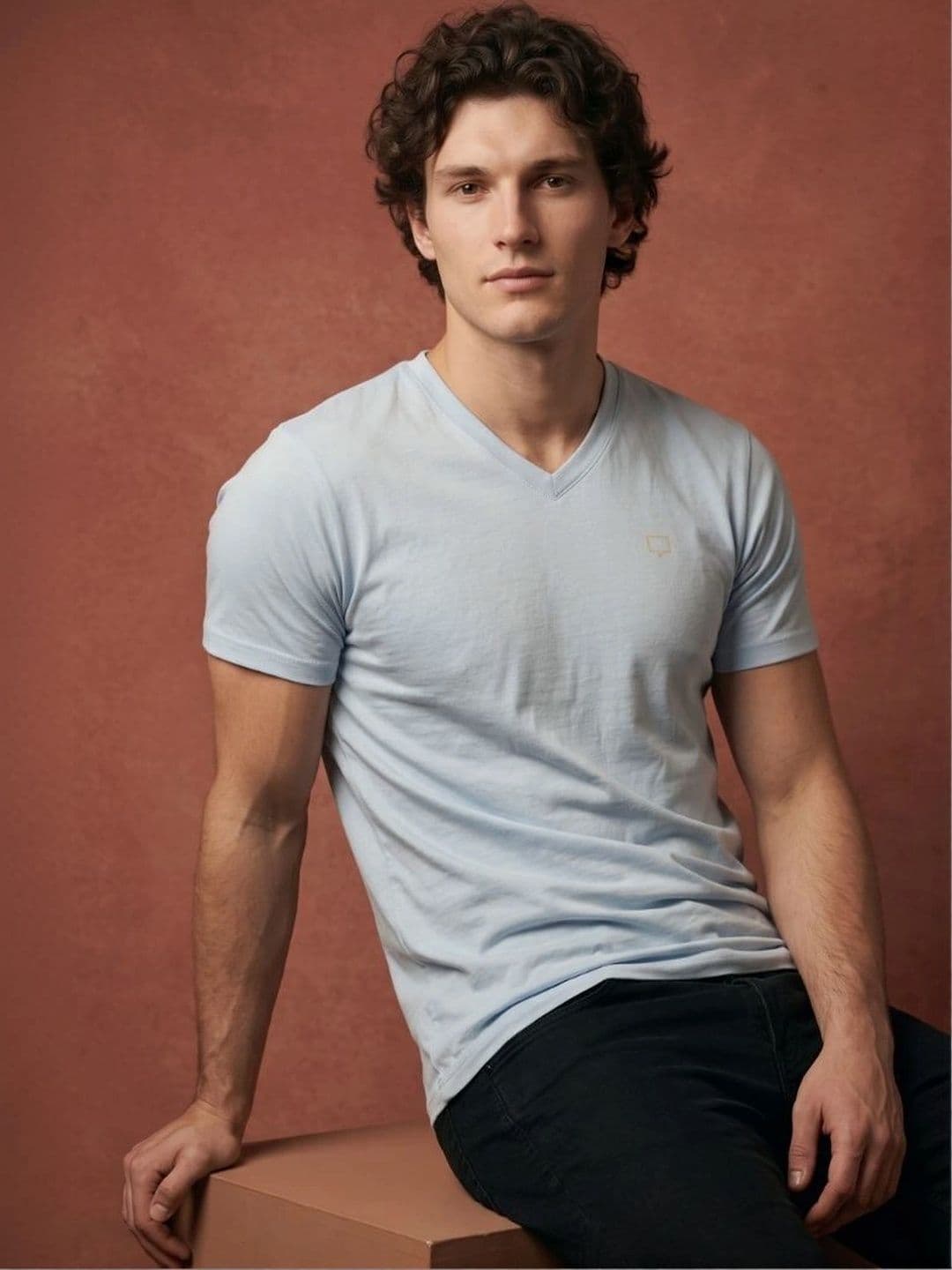 ROAR FOR GOOD Men Brand Logo V-Neck Organic Cotton Bio Finish T-shirt thumbnail 5