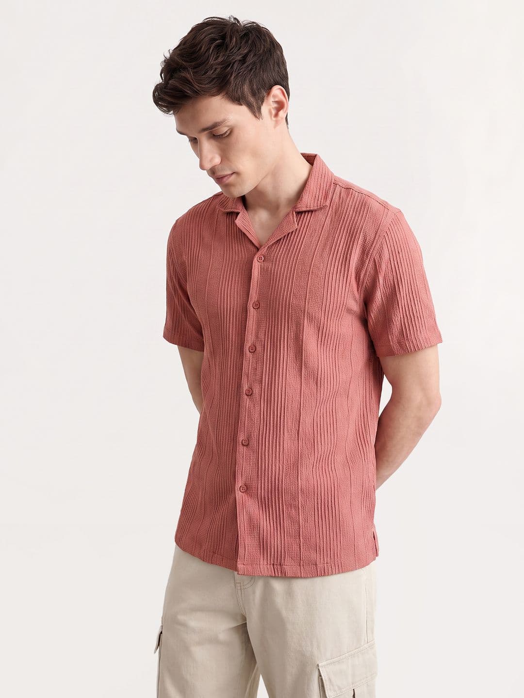 Mast & Harbour Easy Drape Texture Stripe Shirt thumbnail 4
