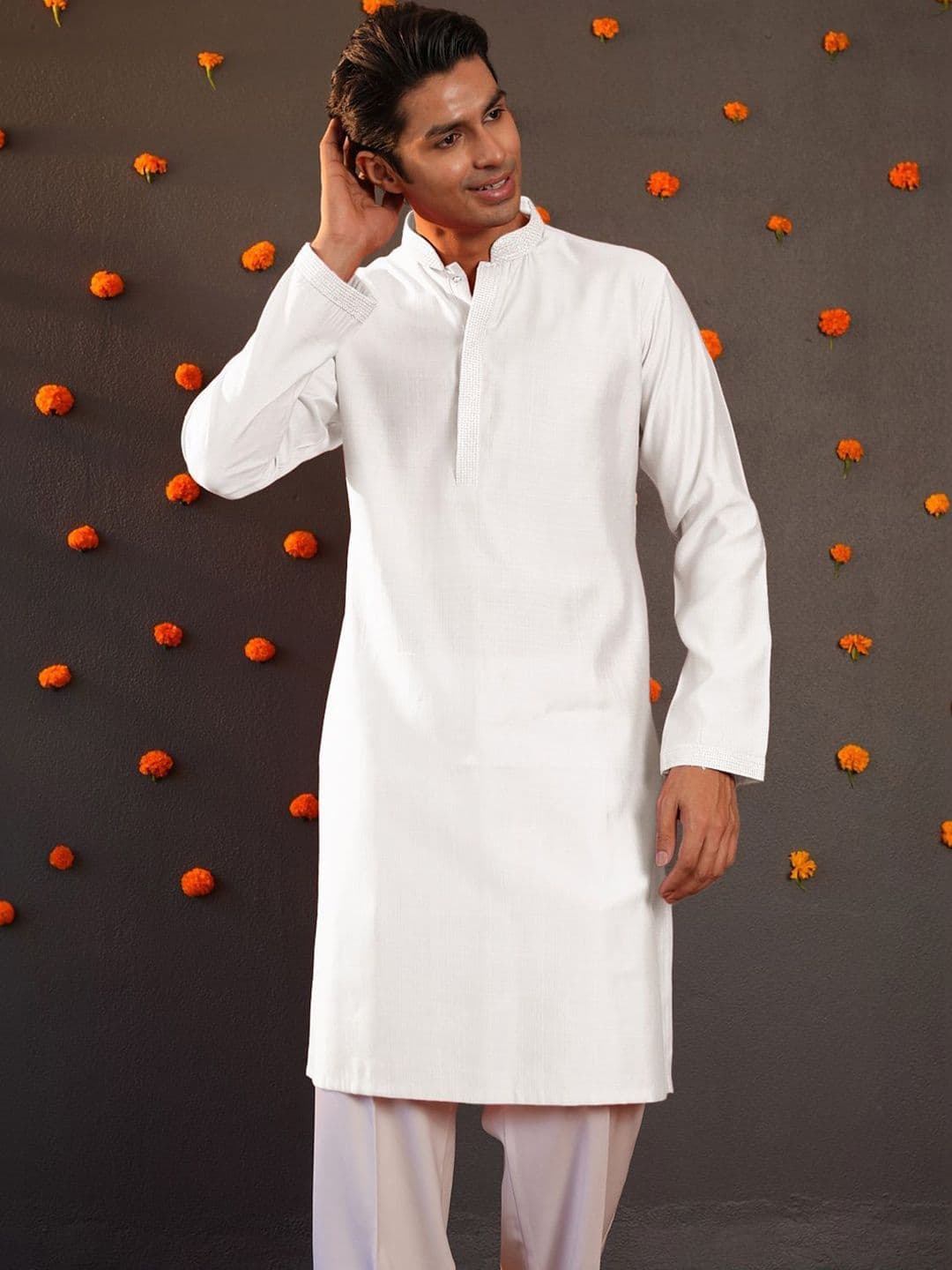 Anouk Men Button Patti Embroidery Straight Kurta thumbnail 7