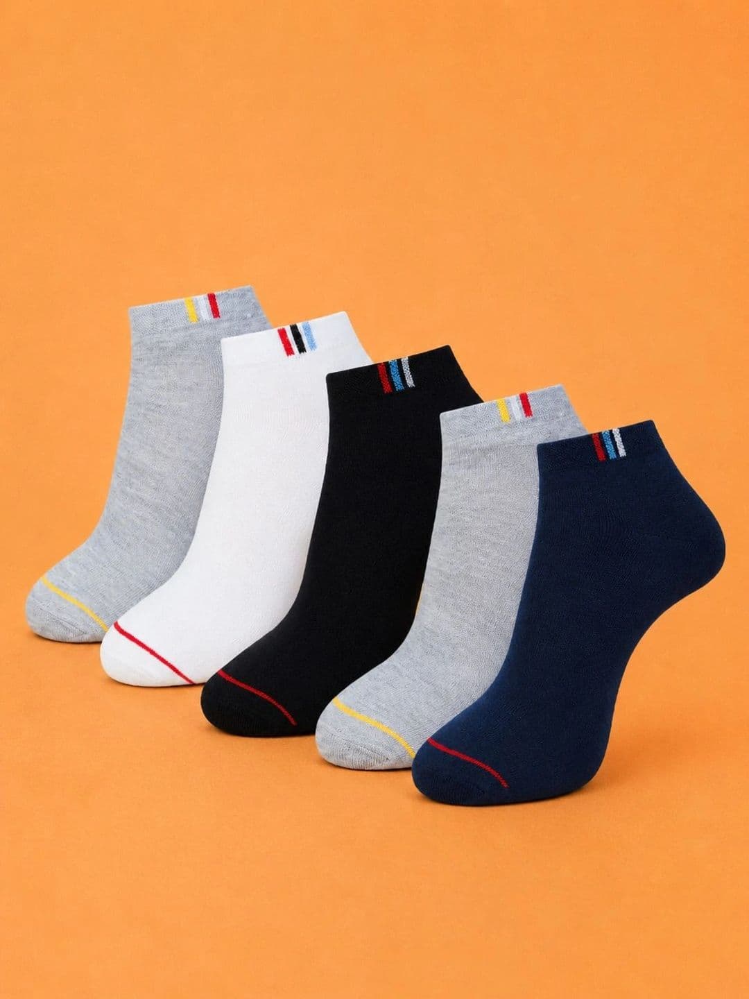 ADDOSSO Men Pack of 5 Cotton Assorted Colourblocked Ankle Length Socks - view 1