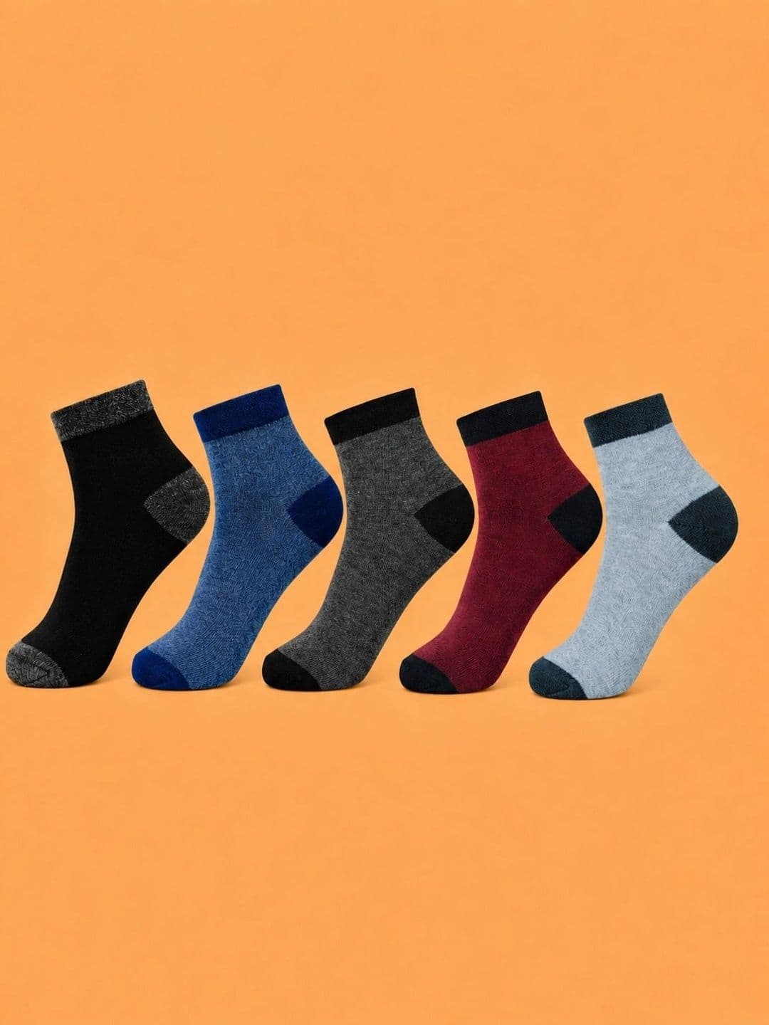 ADDOSSO Men Pack of 5 Cotton Assorted Colourblocked Ankle Length Socks - view 1