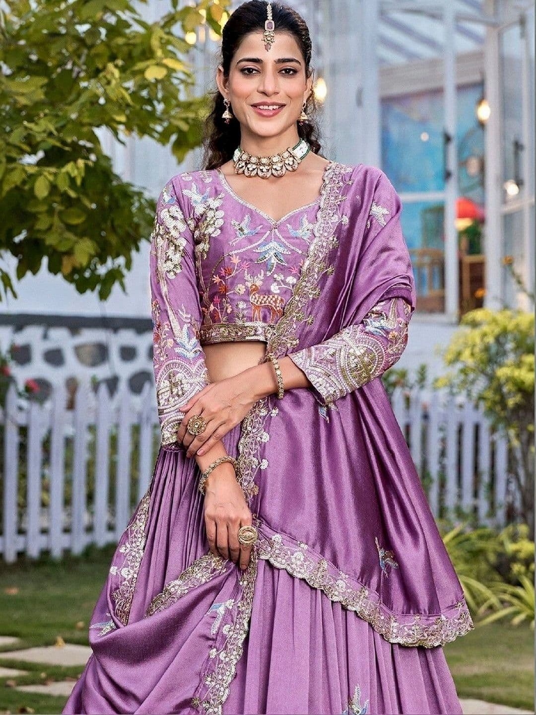 Shree Ram Creation Embroidered Ready to Wear Lehenga & Blouse With Dupatta thumbnail 3