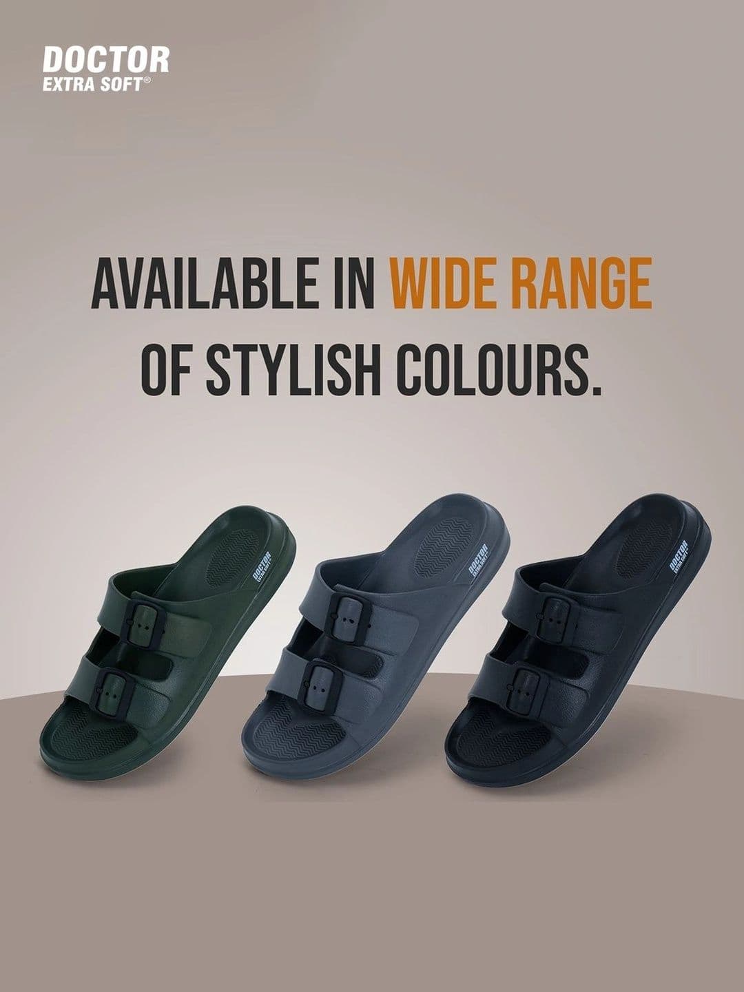 DOCTOR EXTRA SOFT Men Classic Cushion Lightweight Rubber Sliders With Buckle Detail thumbnail 5
