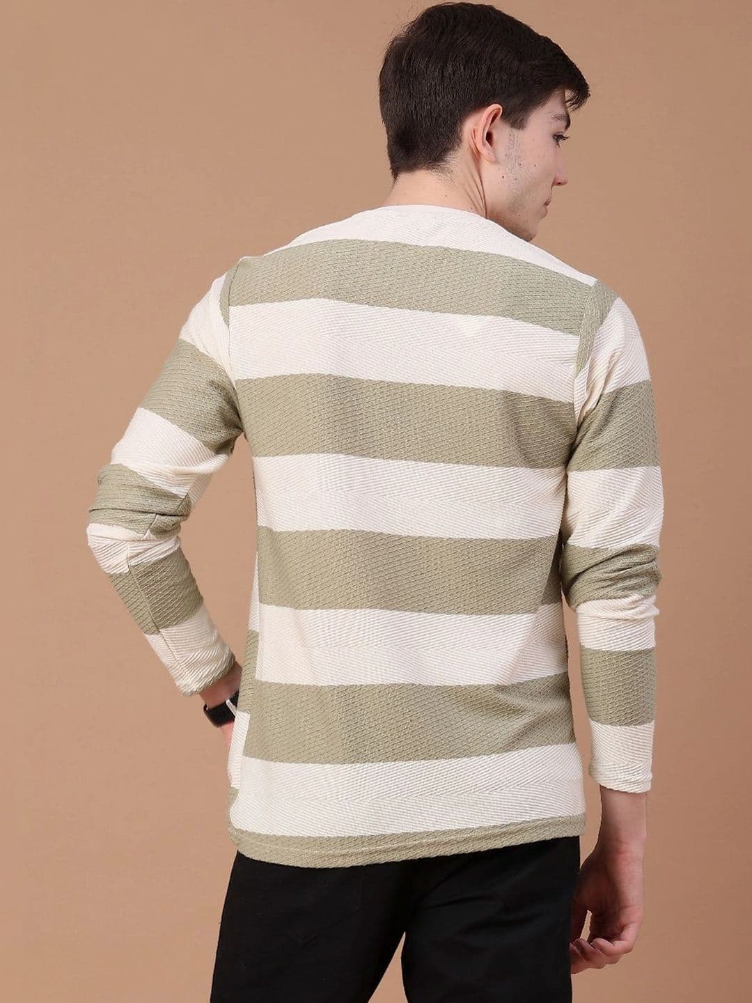 V-Mart Men Typography Striped Slim Fit T-shirt thumbnail 3