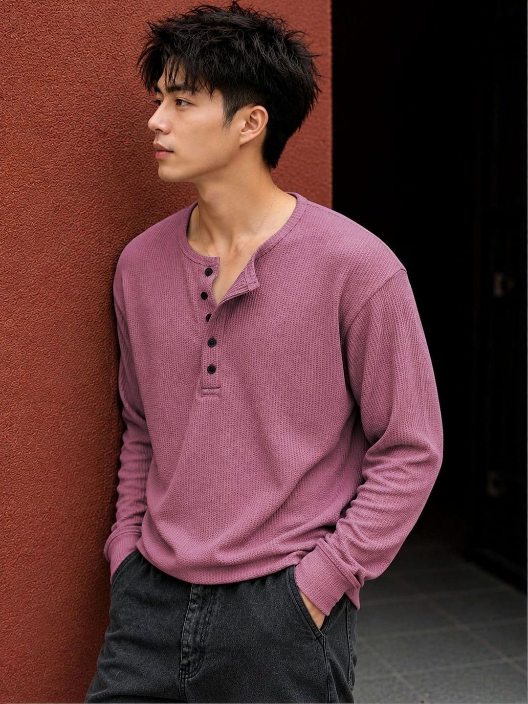 HOODLER Men Henley Neck T-shirt thumbnail 5