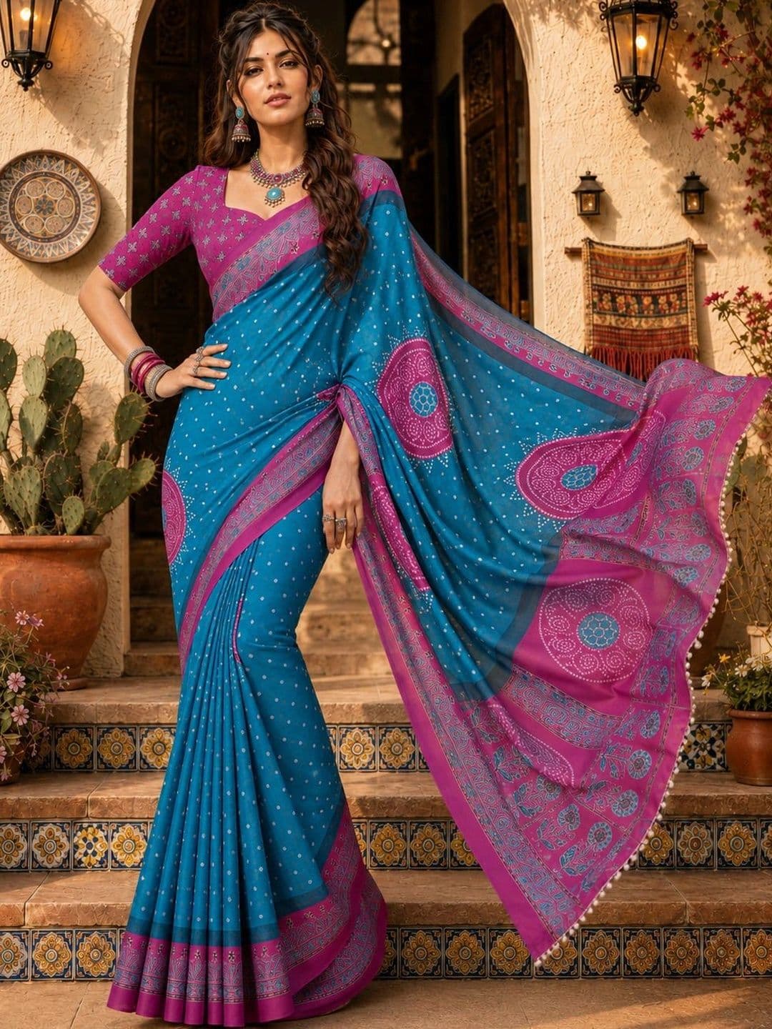 NIWAA Bandhani Silk Blend Bandhani Saree thumbnail 5