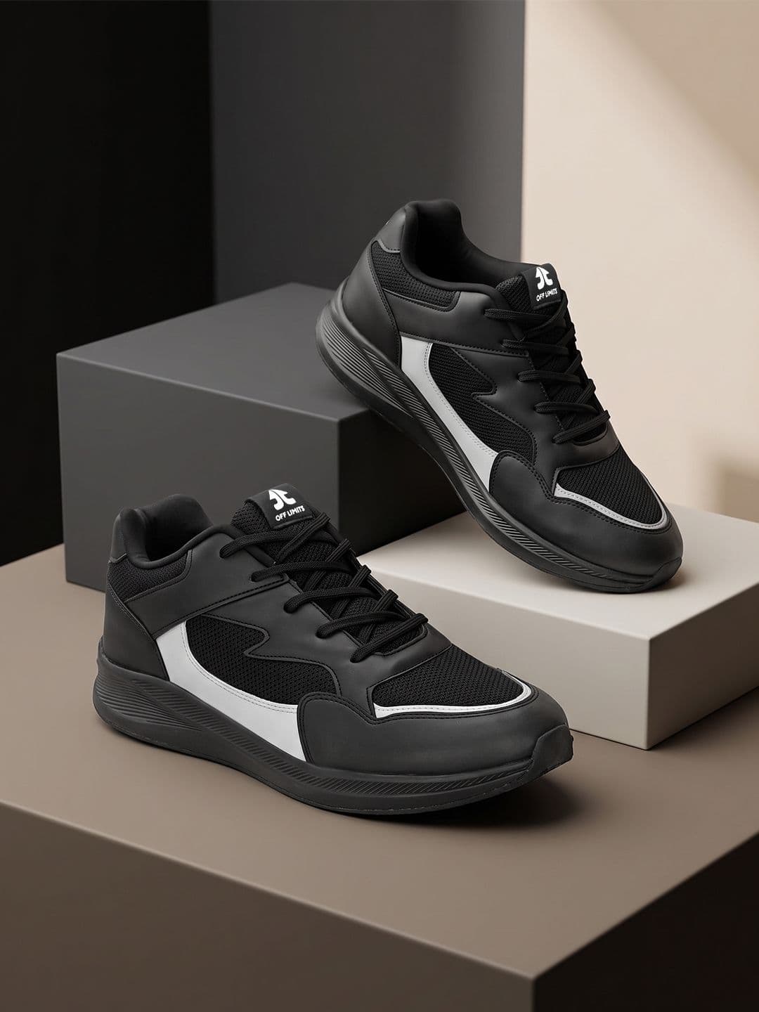 OFF LIMITS Men Black Mesh Running Non-Marking Shoes - view 1