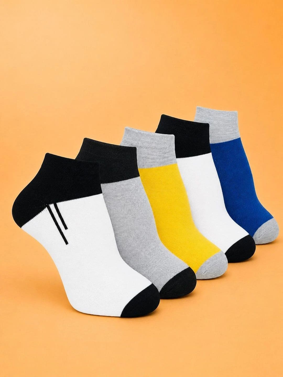 ADDOSSO Men Pack of 5 Cotton Assorted Colourblocked Ankle Length Socks - view 1