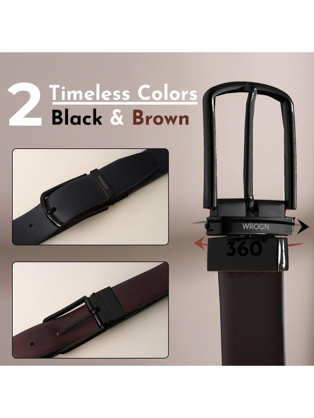 WROGN Men PU Reversible Formal Belt thumbnail 3