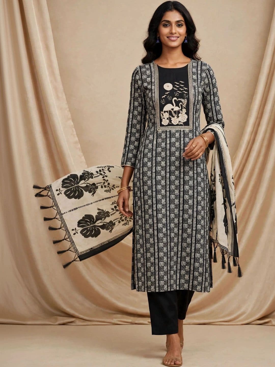 Haranozy Printed Pure Cotton Semi-Stitched Dress Material - view 1