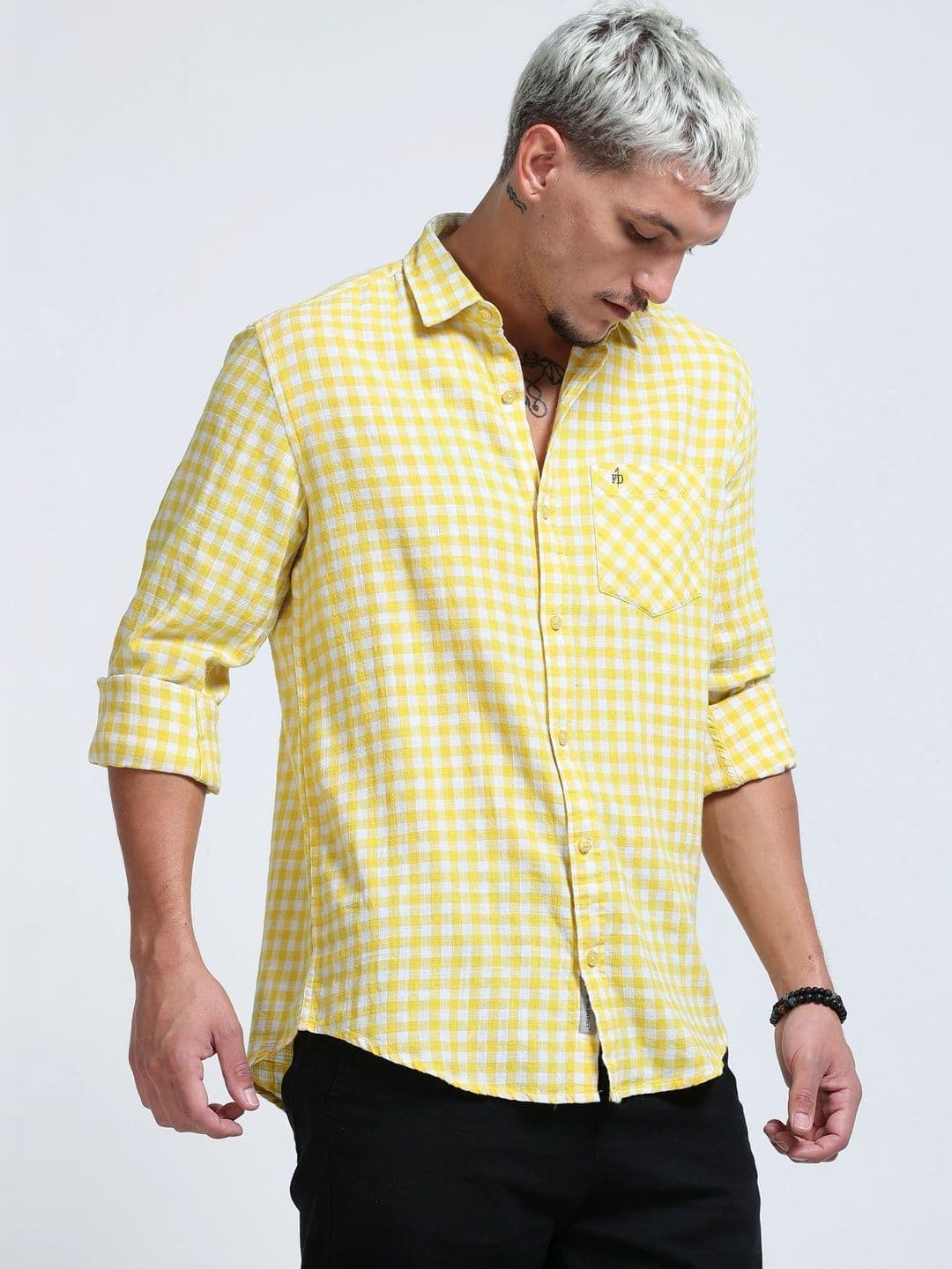FashionDistrict Men Comfort Gingham Checks Sheer Checked Casual Shirt thumbnail 3