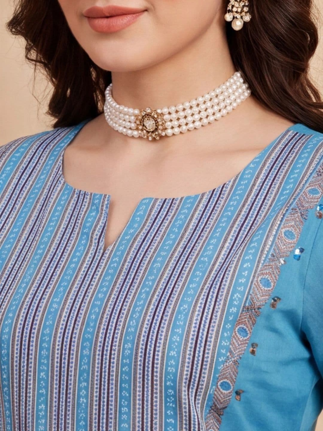 Anouk Women Ethnic Motifs Embroidered Regular Thread Work Pure Cotton Kurta with Trousers & With Dupatta thumbnail 6