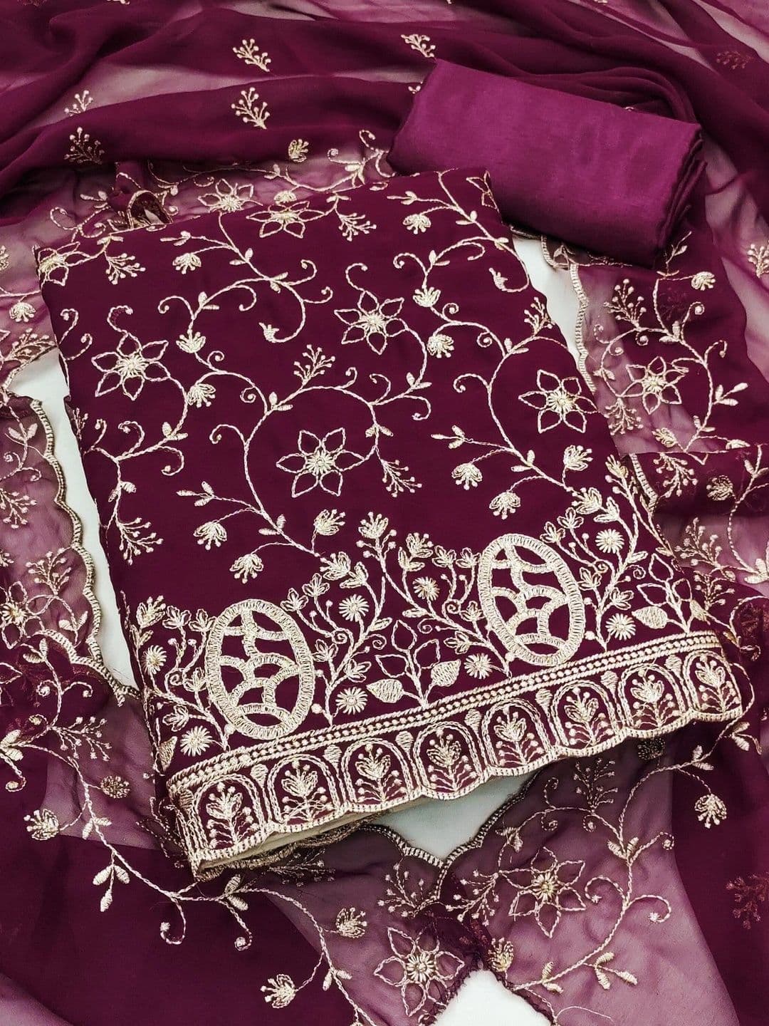LeeliPeeri Designer Embroidered Unstitched Dress Material - view 1