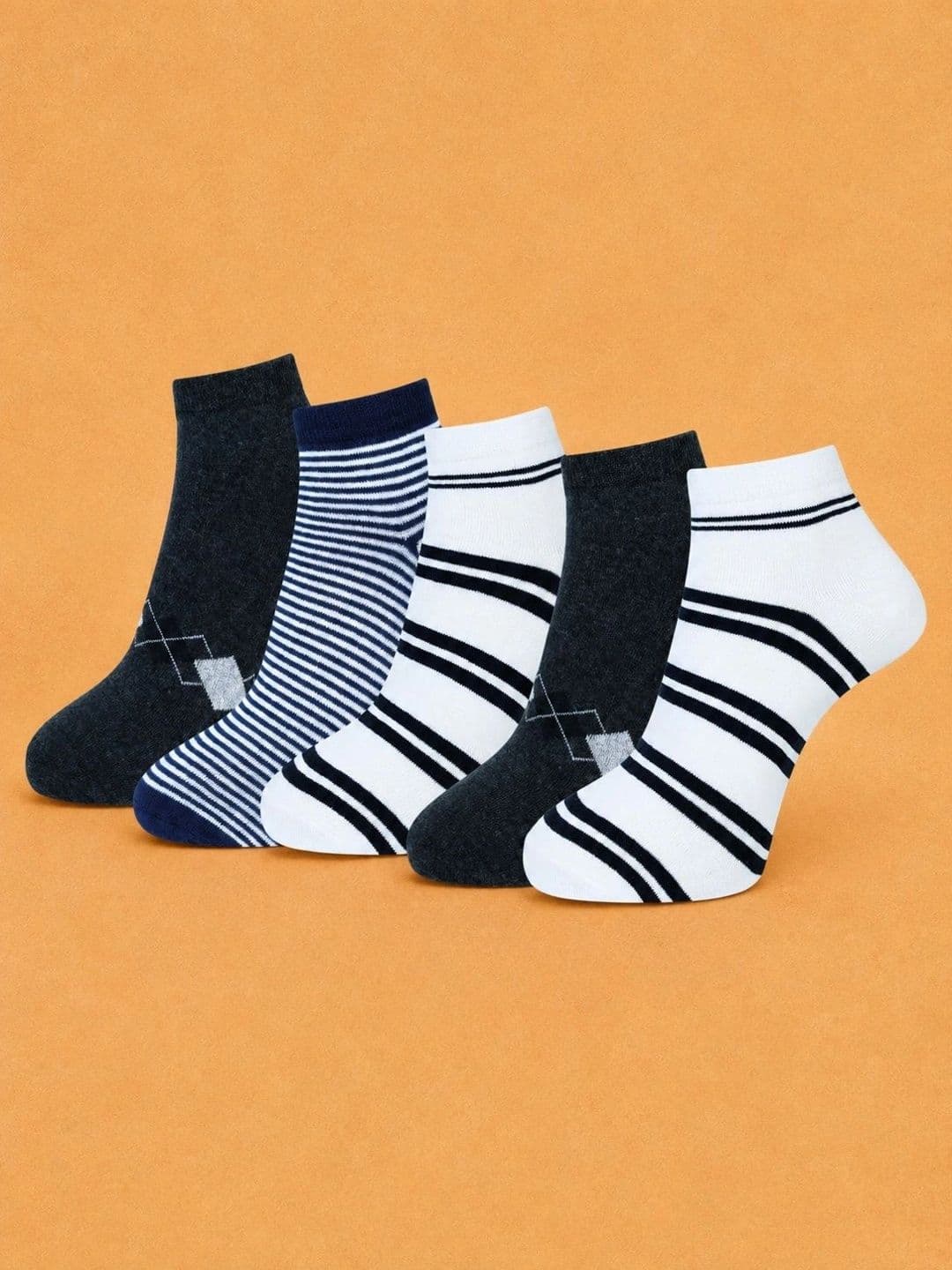 ADDOSSO Men Pack of 5 Cotton Assorted Patterned Ankle Length Socks - view 1