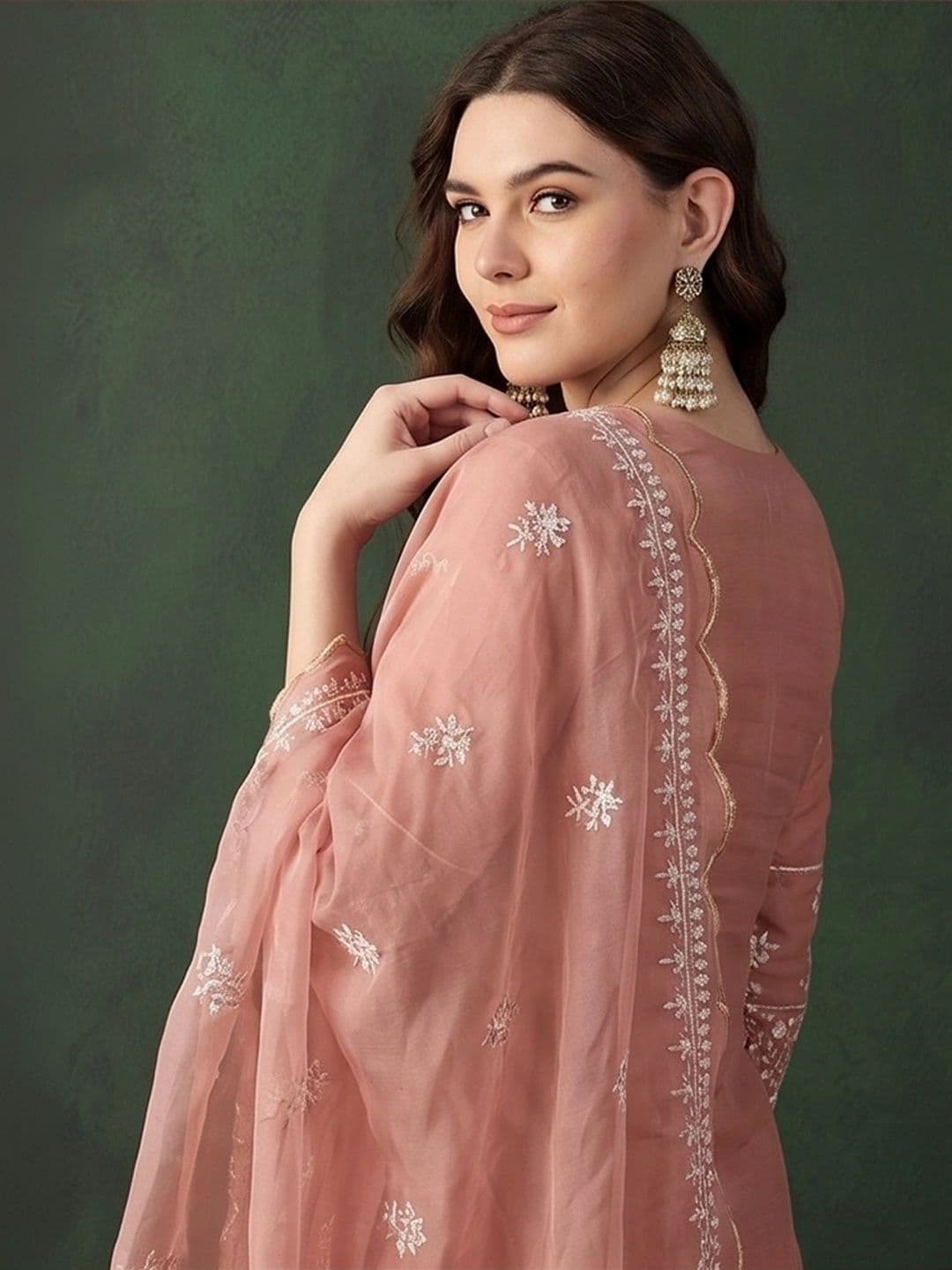 Sangria Women Ethnic Motifs Embroidered Regular Thread Work Pure Cotton Kurta with Trousers & With Dupatta thumbnail 7