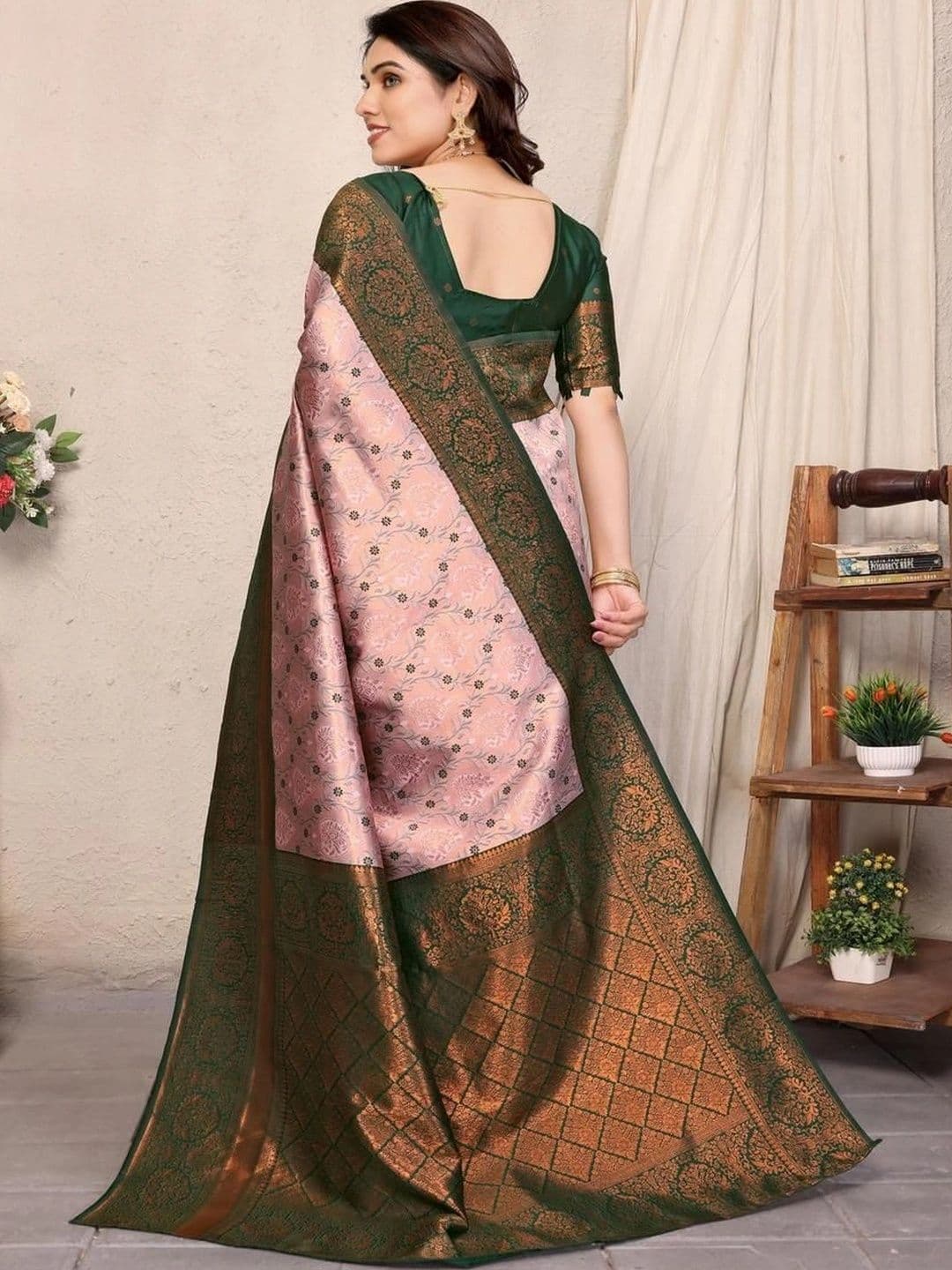 ELAIRA DESIGNS Woven Design Zari Art Silk Designer Banarasi Saree thumbnail 3