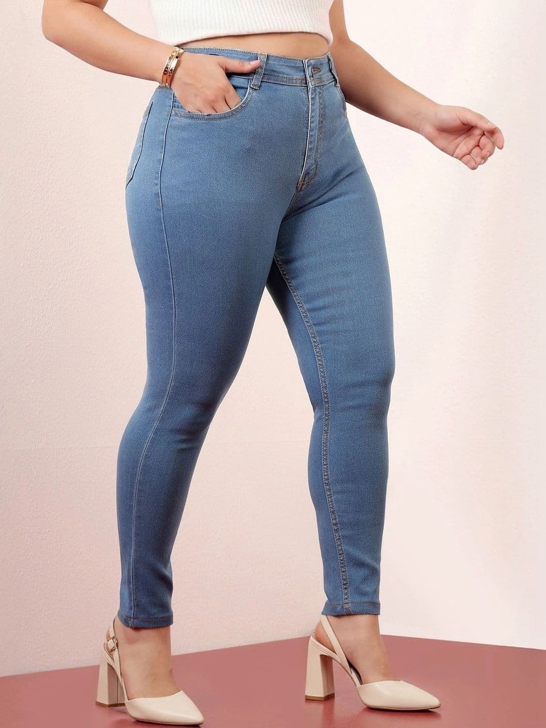Miss Chase A+ Women Skinny Fit High-Rise Light Fade Stretchable Jeans thumbnail 2