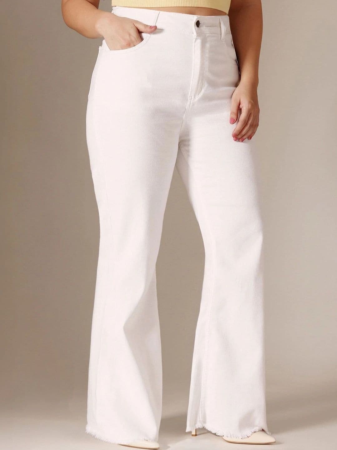 Miss Chase A+ Women Bootcut High-Rise Heavy Fade Cuffed Hem Stretchable Jeans thumbnail 4