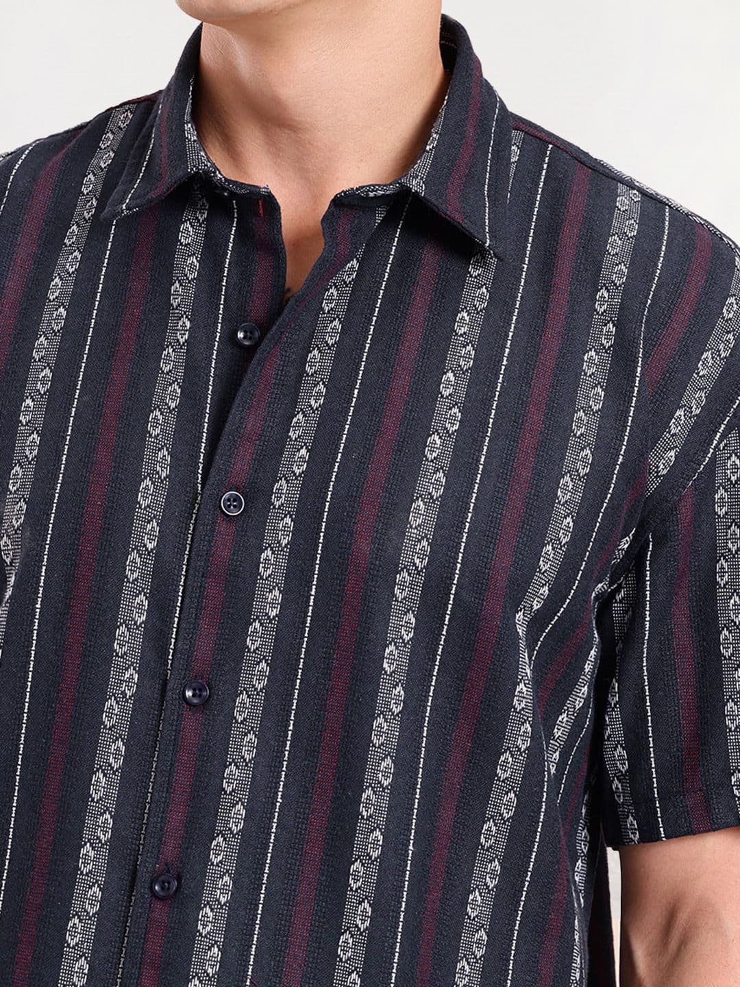 Mast & Harbour Easy Drape Textured Stripe Shirt thumbnail 6