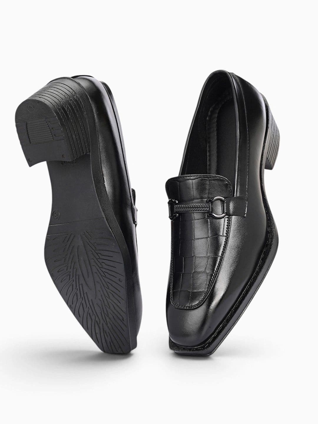 INVICTUS Men Textured PU Square Toe Slip-On Loafers Formal Shoes thumbnail 5