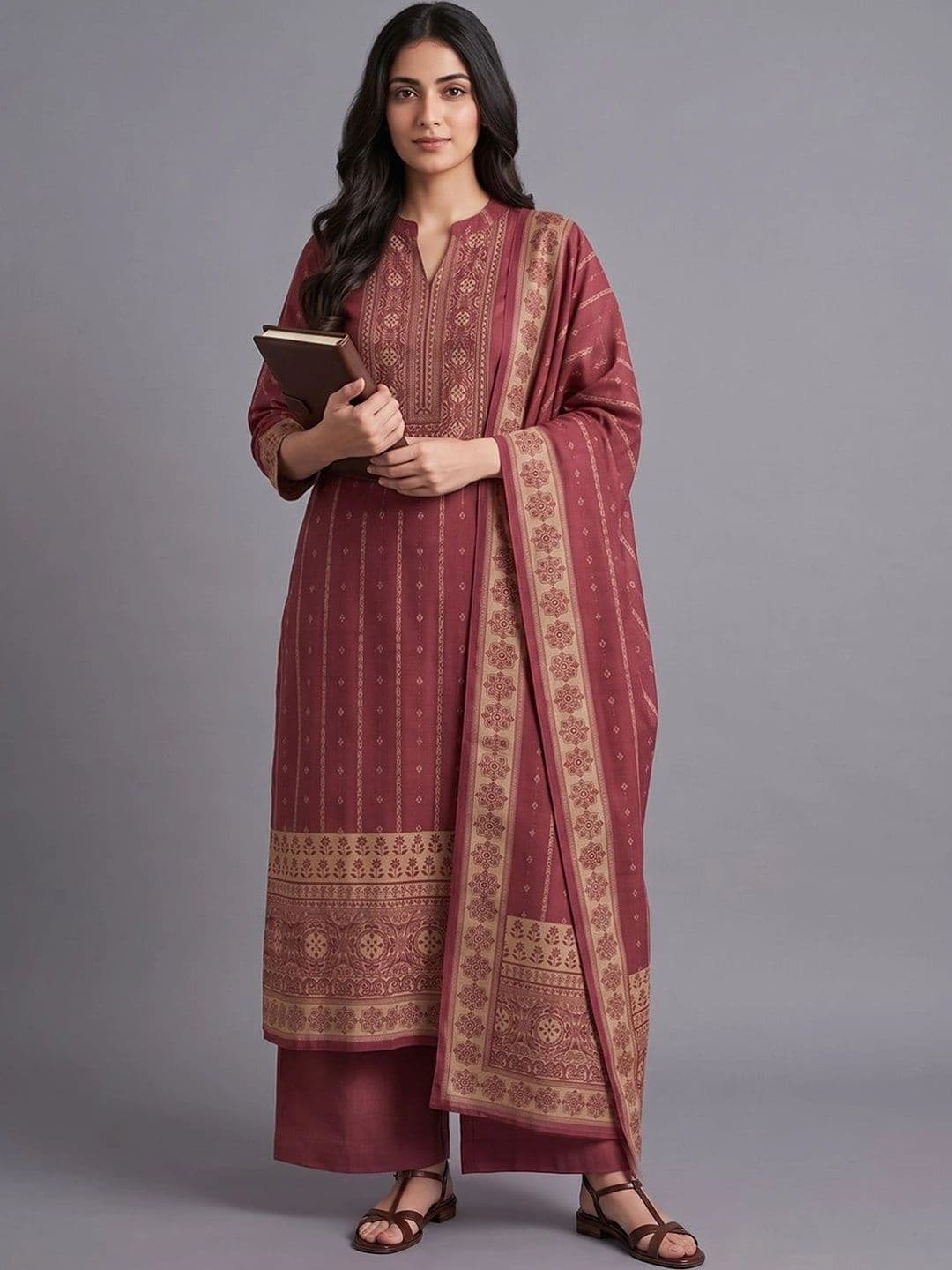 Navibhu Women Ethnic Motifs Printed Regular Kurta with Palazzos & With Dupatta - view 1