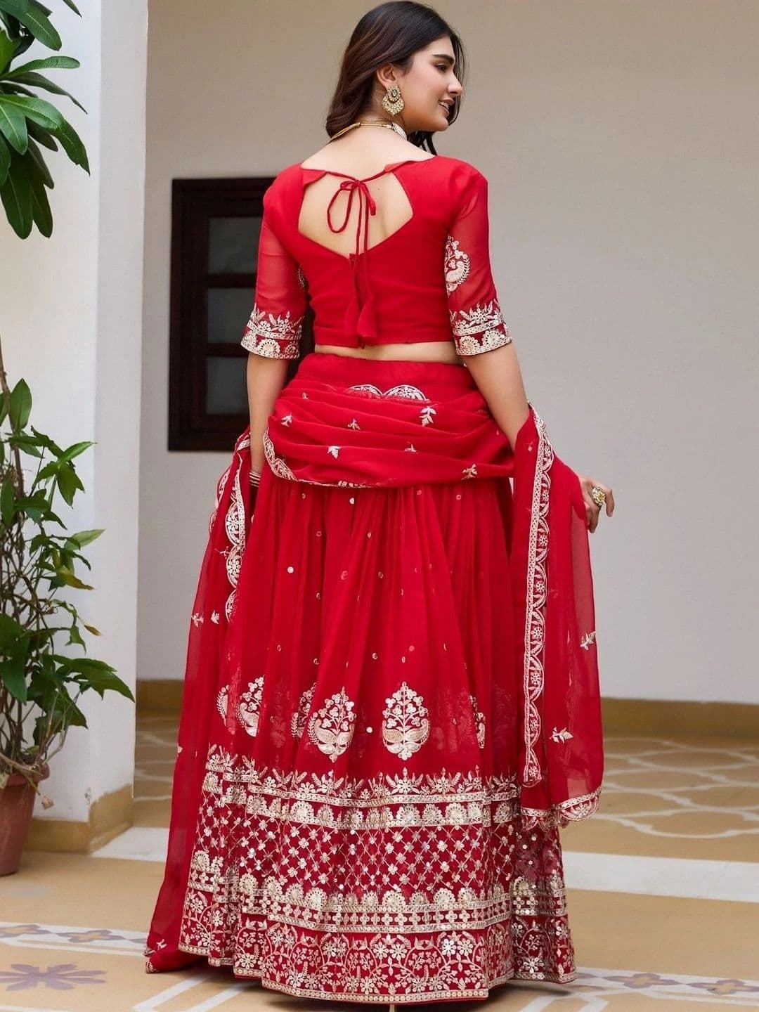 Shree Ram Creation Embellished Ready to Wear Lehenga & Blouse With Dupatta thumbnail 5