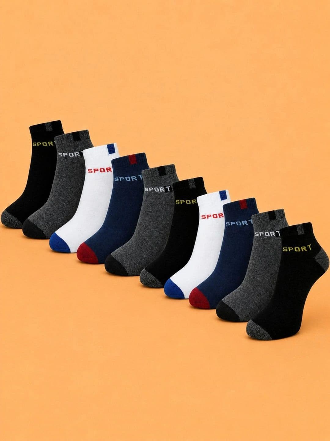 ADDOSSO Men Pack of 10 Cotton Assorted Patterned Ankle Length Socks - view 1