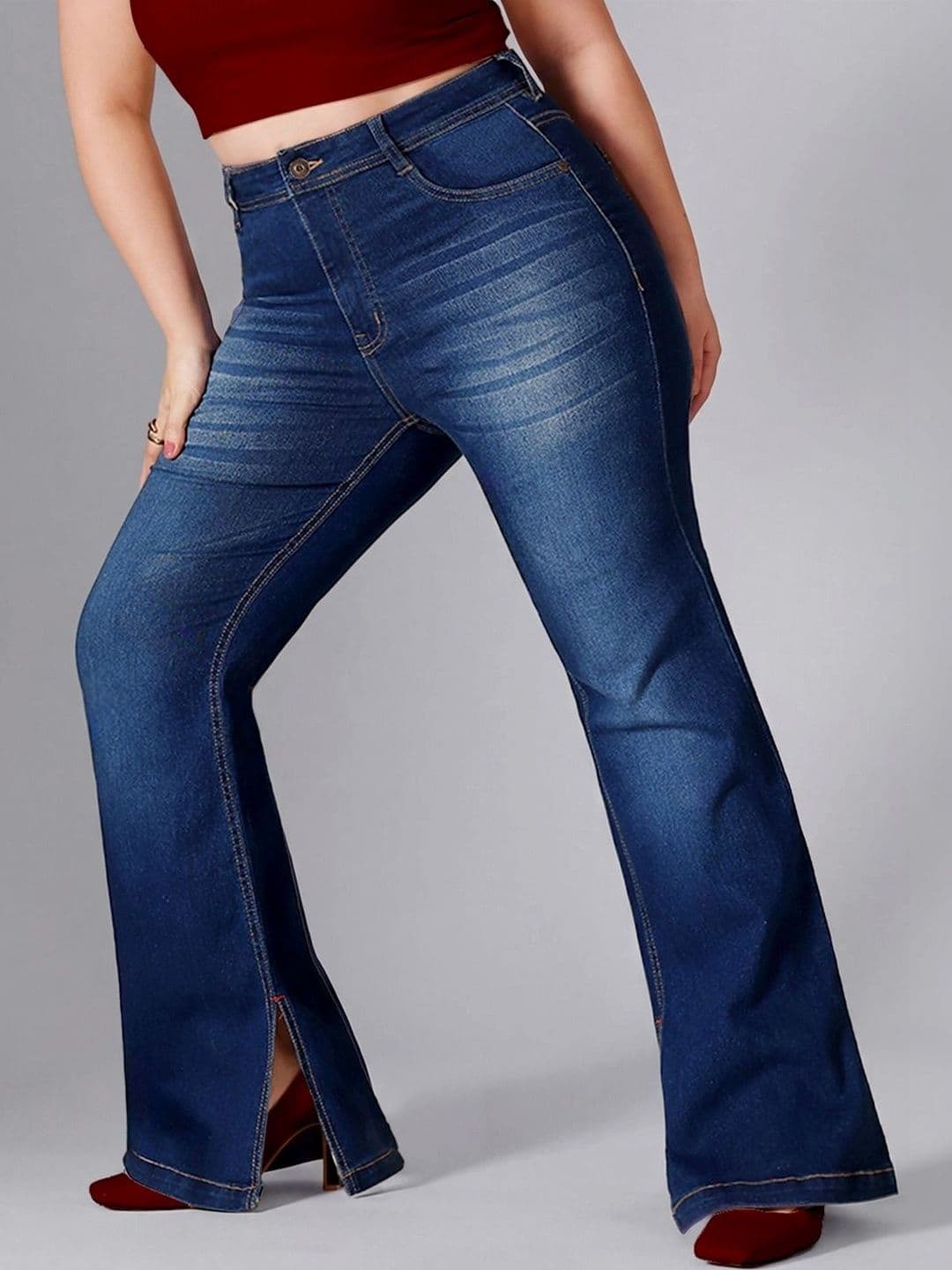 Miss Chase A+ Women Bootcut Mid-Rise Light Fade Stretchable Jeans - view 1