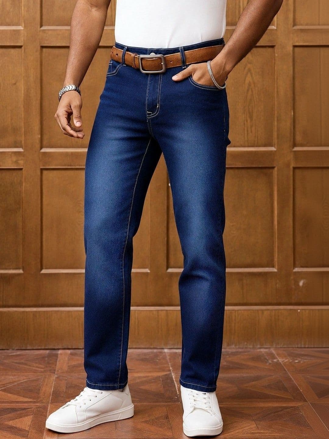 MASTERLY WEFT Men Straight Fit Mid-Rise Stretchable Jeans thumbnail 3