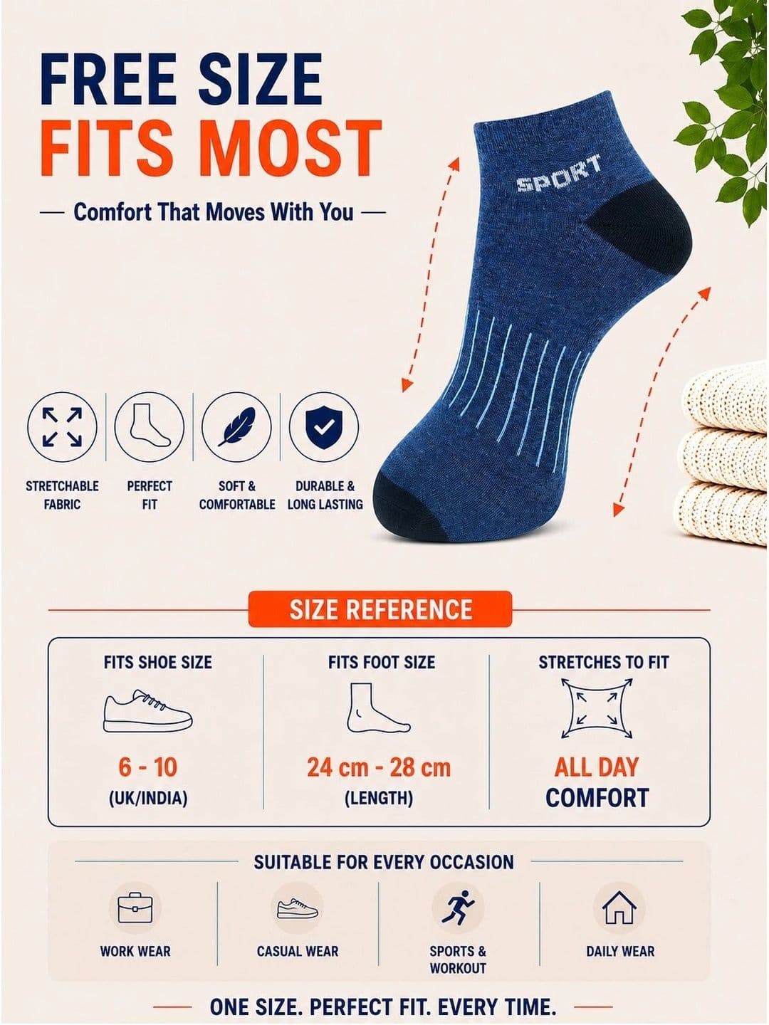 ADDOSSO Men Pack of 5 Cotton Assorted Patterned Ankle Length Socks thumbnail 5
