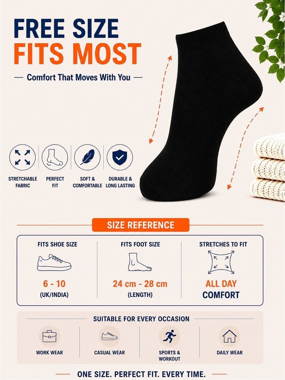 ADDOSSO Men Pack of 3 Cotton Assorted Ankle Length Socks thumbnail 3