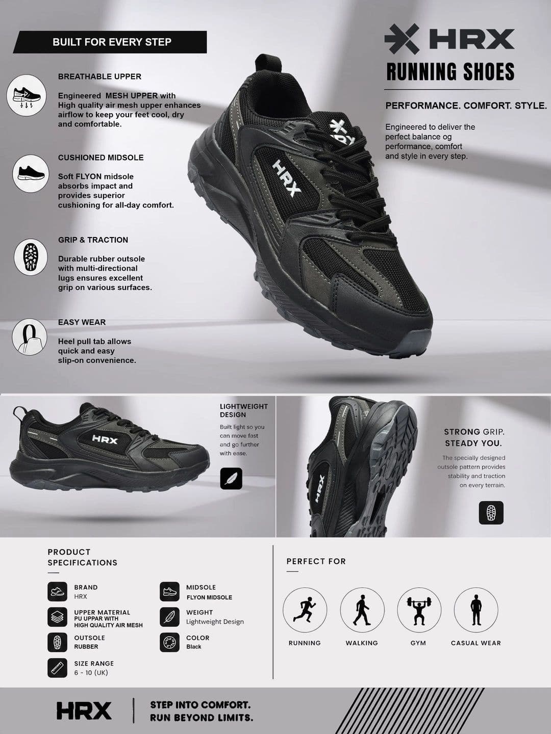 HRX by Hrithik Roshan Men Mesh Running Non-Marking Shoes thumbnail 7