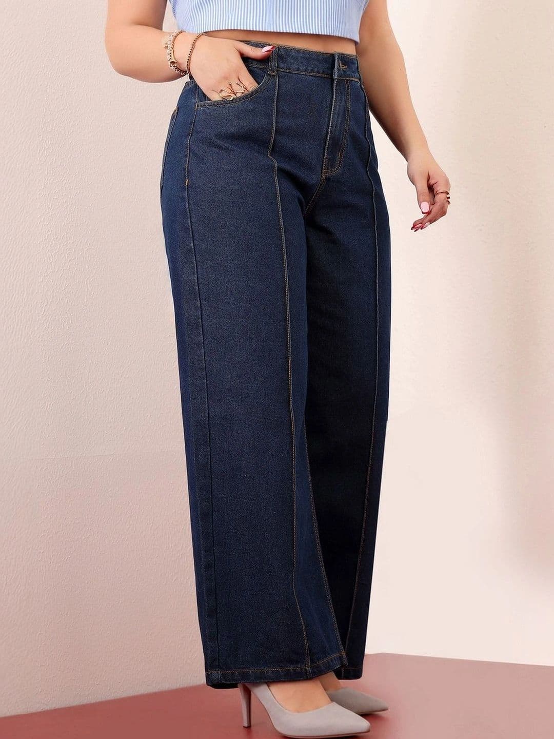Miss Chase A+ Women Wide Leg High-Rise Heavy Fade Jeans thumbnail 3