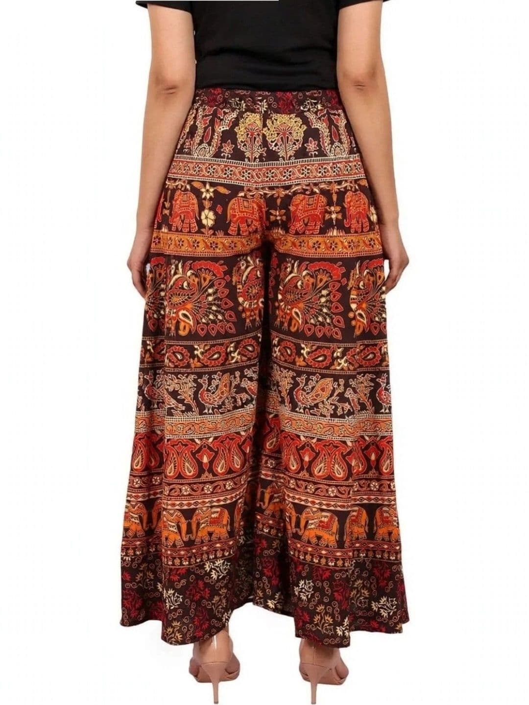 OUTER WEAR AYAM EXPORTS Women Ethnic Motifs Printed Knitted Ethnic Palazzos thumbnail 2