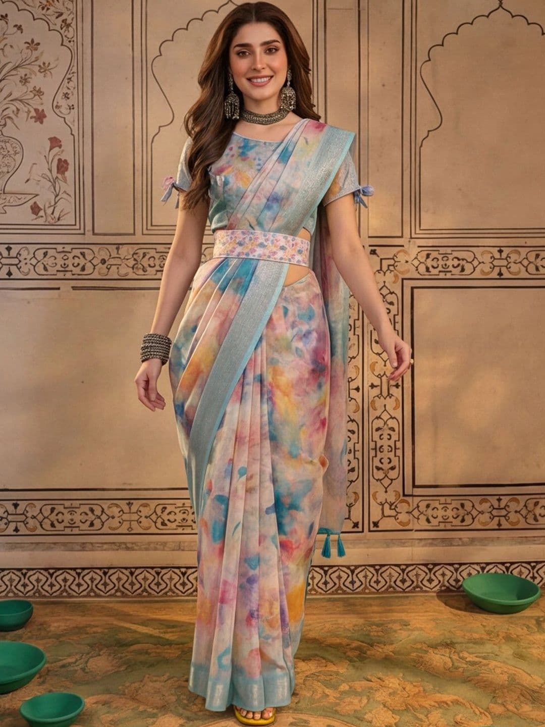 Mitera Women trendy Zari Silk Cotton Fusion Saree - view 1
