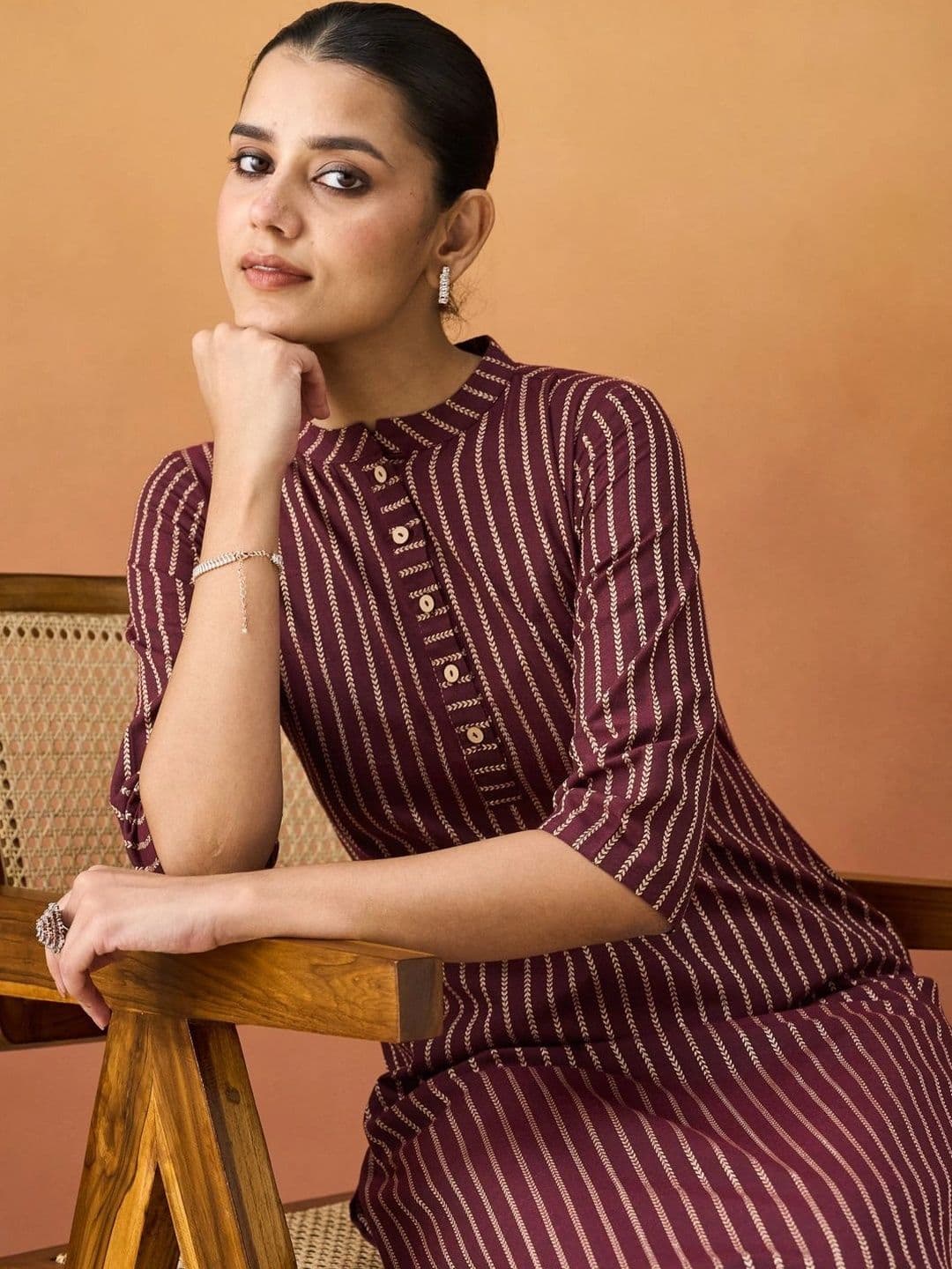 Anouk Women Striped Kurta thumbnail 5