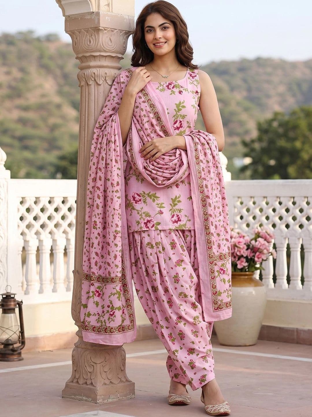KALINI Women Floral Printed Regular Pure Cotton Kurta with Patiala & With Dupatta thumbnail 4
