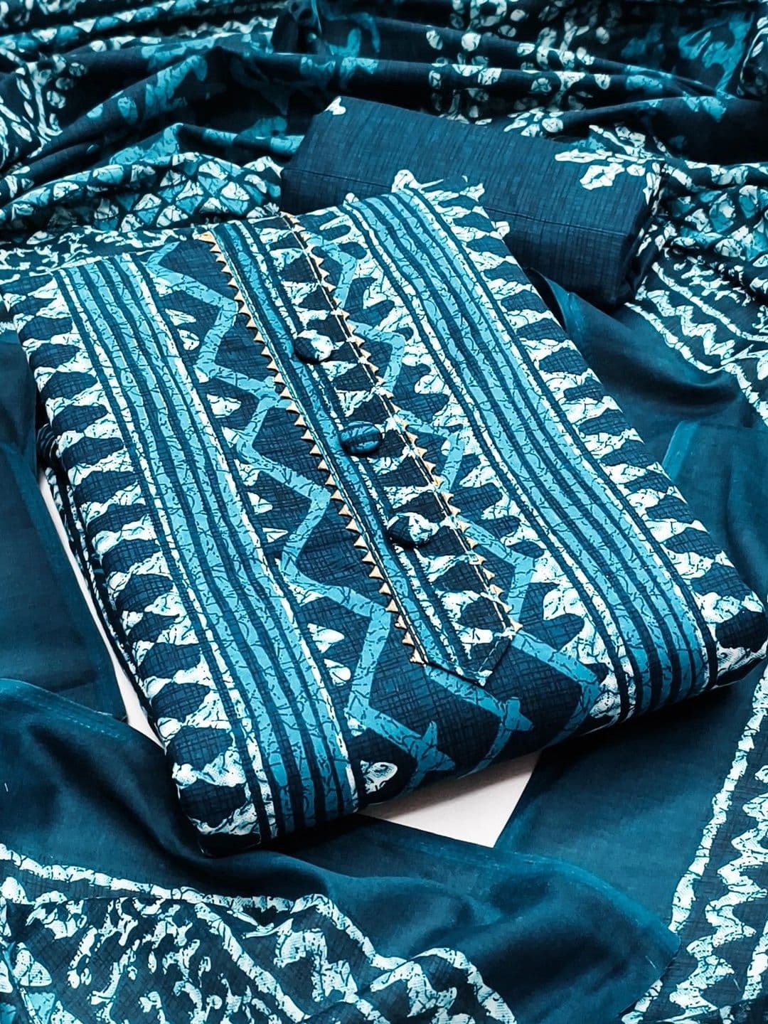 LeeliPeeri Designer Printed Pure Cotton Unstitched Dress Material - view 1