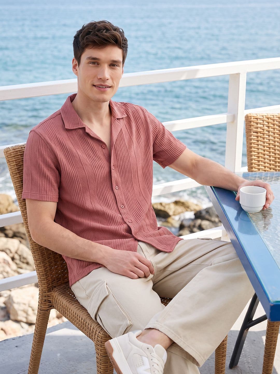 Mast & Harbour Easy Drape Texture Stripe Shirt - view 1