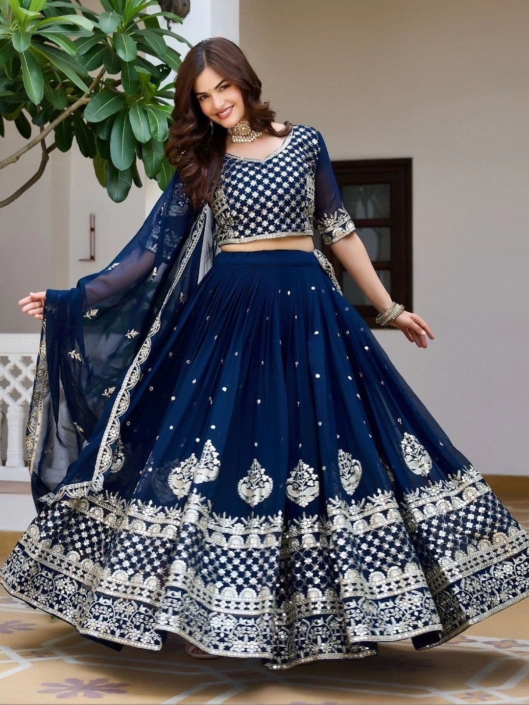 Shree Ram Creation Embroidered Ready to Wear Lehenga & Blouse With Dupatta thumbnail 4